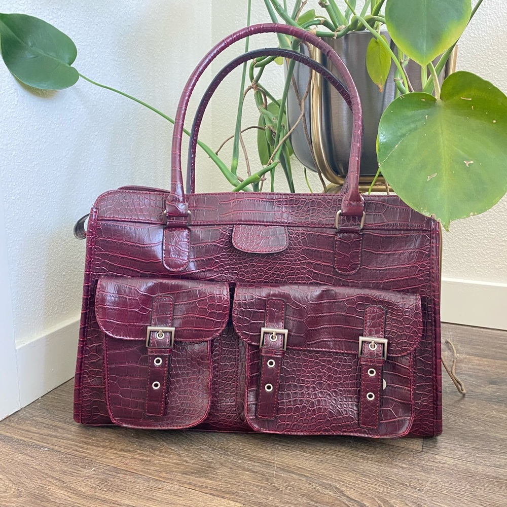 Vegan Leather Burgundy Satchel Bag